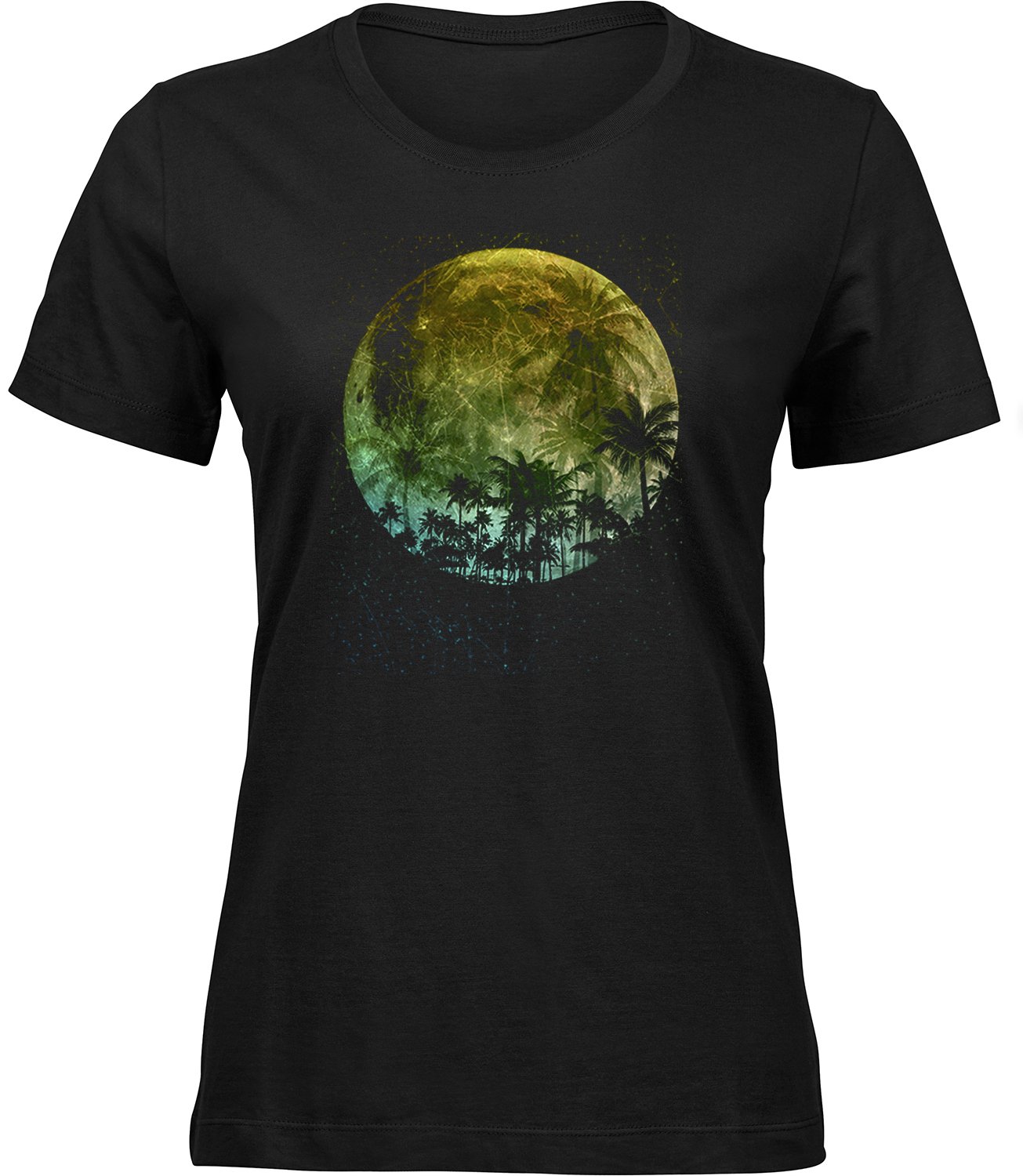 E-165-1 wb Frauen Schwarz T-shirt PALMENMOND