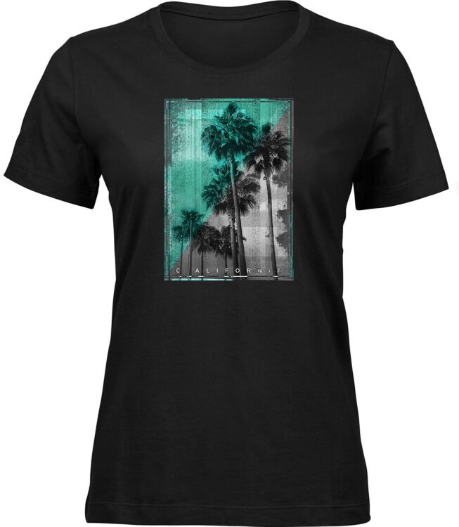 Frauen Schwarz T-shirt HOHE PALMEN
