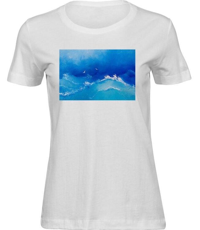 Frauen Weiss T-shirt MEER-MALEREI
