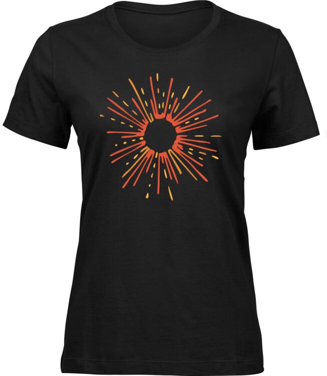 Frauen Schwarz T-shirt ENERGIESTRAHLEN