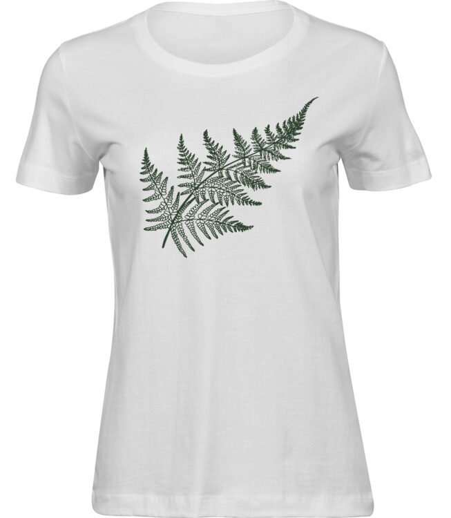 Frauen Weiss T-shirt FARNBLATT
