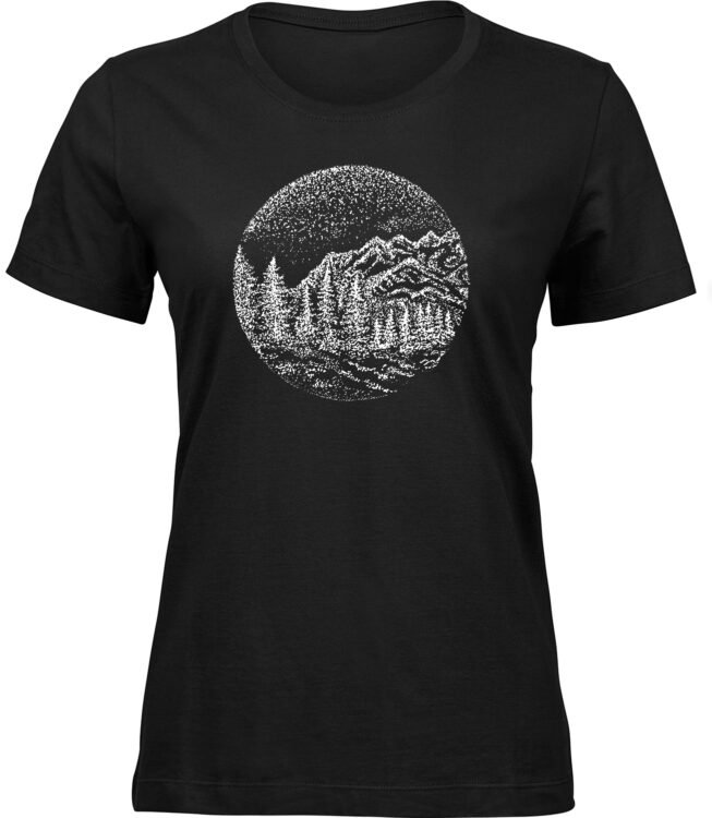 Frauen Schwarz T-shirt BERGSCHNEE