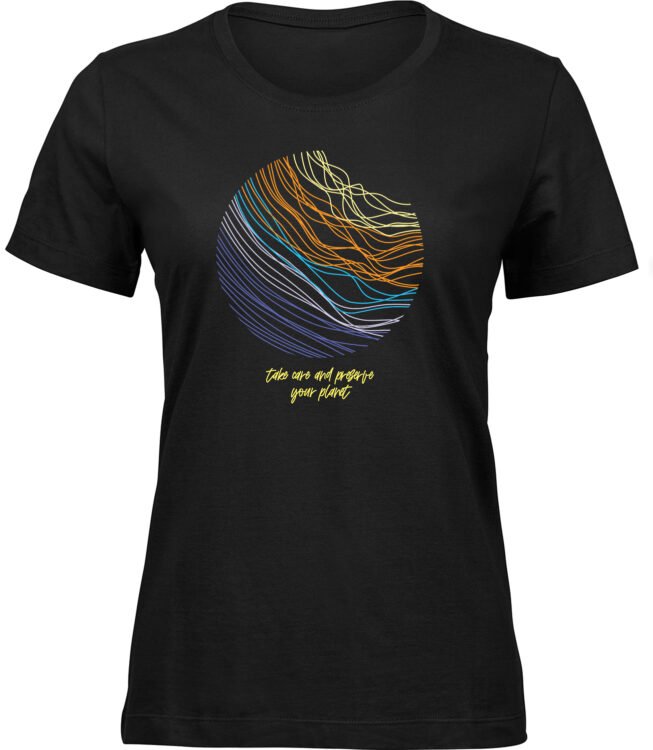 Frauen Schwarz T-shirt SICHERER PLANET