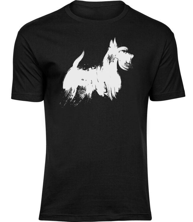 Herren Männer Schwarz T-shirt TERRIER ZEICHNUNG