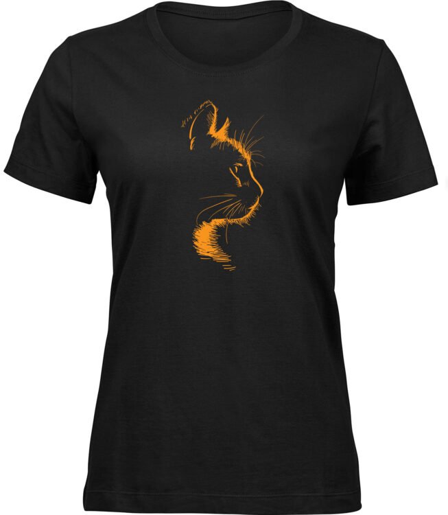 Frauen Schwarz T-shirt NACHT KATZE