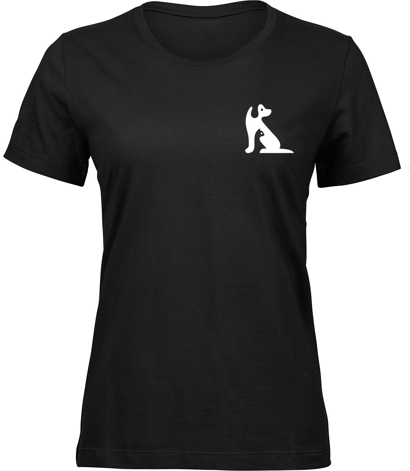 G-82 wb Frauen Schwarz T-shirt HUND UND KATZE