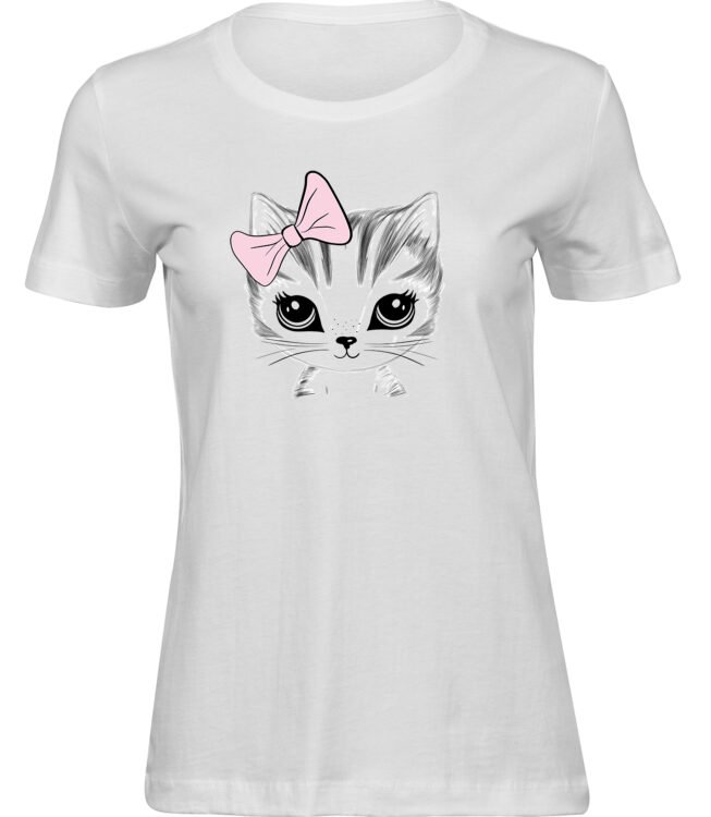Frauen Weiss T-shirt KATZENBAND