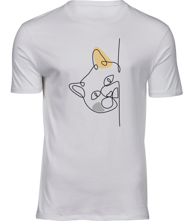 Herren Männer Weiss T-shirt VORSICHTIGE KATZE