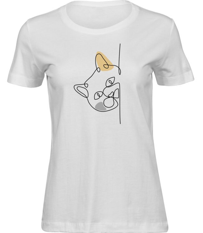 Frauen Weiss T-shirt VORSICHTIGE KATZE