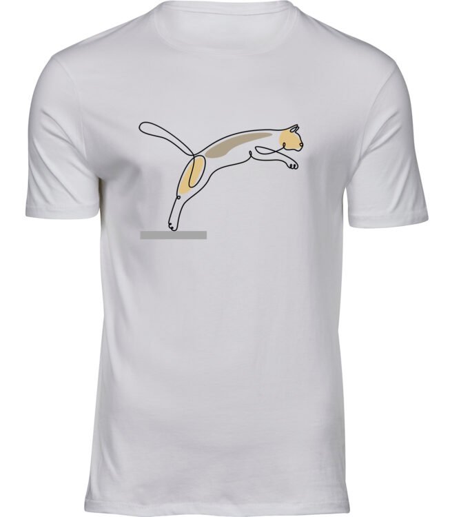 Herren Männer Weiss T-shirt KATZEN LINIEN