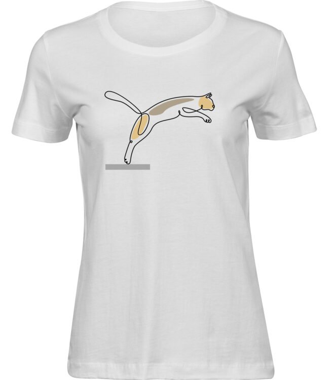 Frauen Weiss T-shirt KATZEN LINIEN