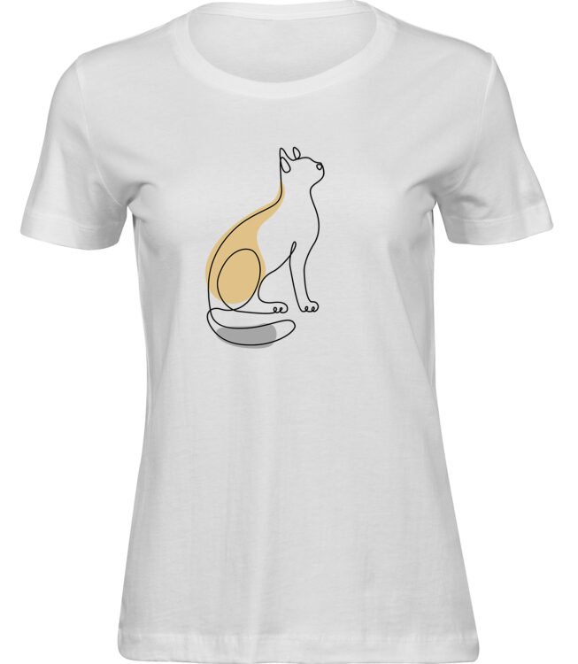 Frauen Weiss T-shirt SITZENDE KATZE