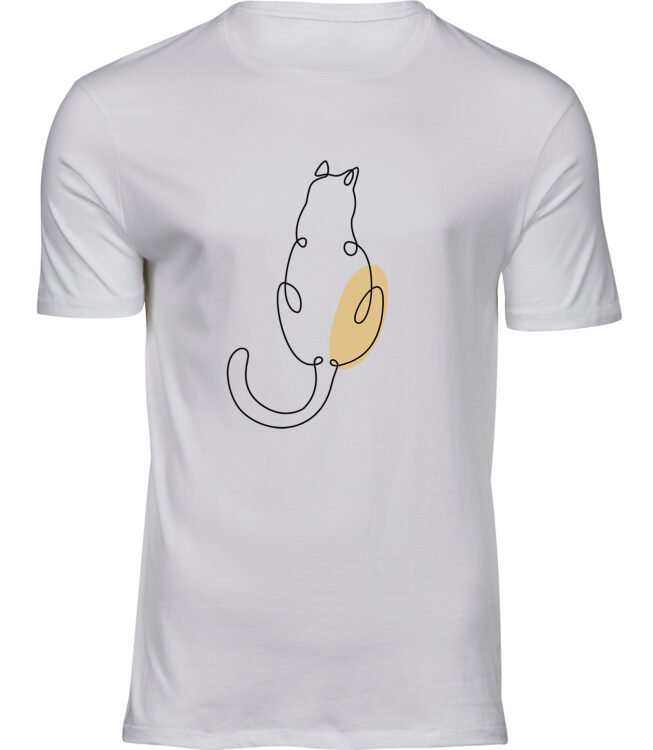 Herren Männer Weiss T-shirt MINIMALISTISCHE KATZE