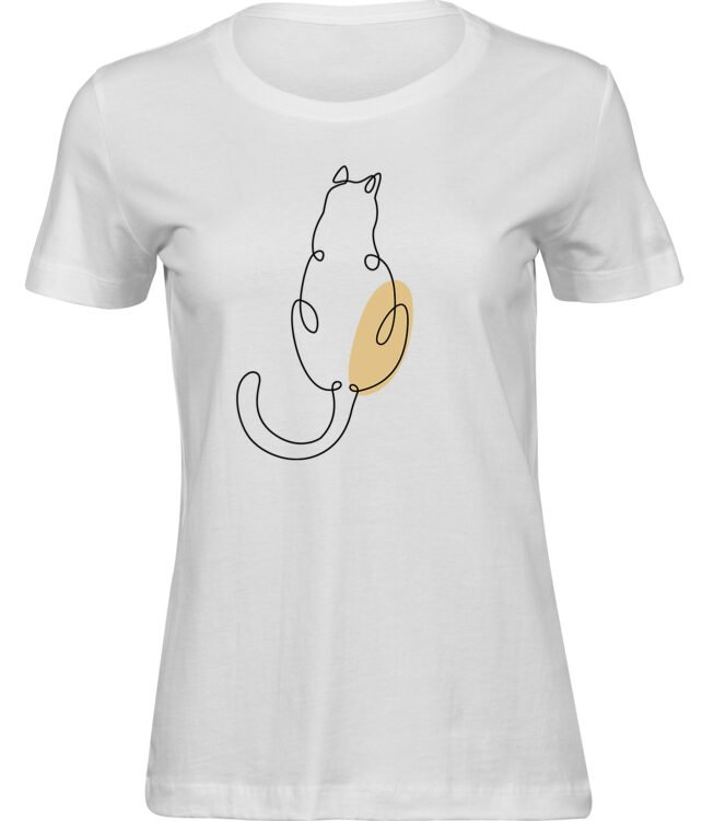 Frauen Weiss T-shirt MINIMALISTISCHE KATZE