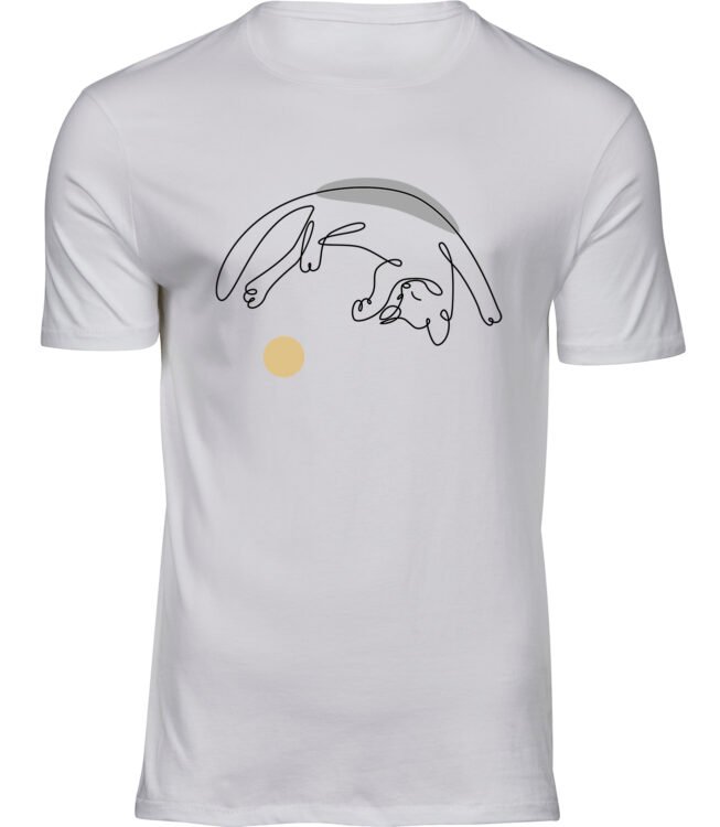 Herren Männer Weiss T-shirt SPIELENDE KATZE