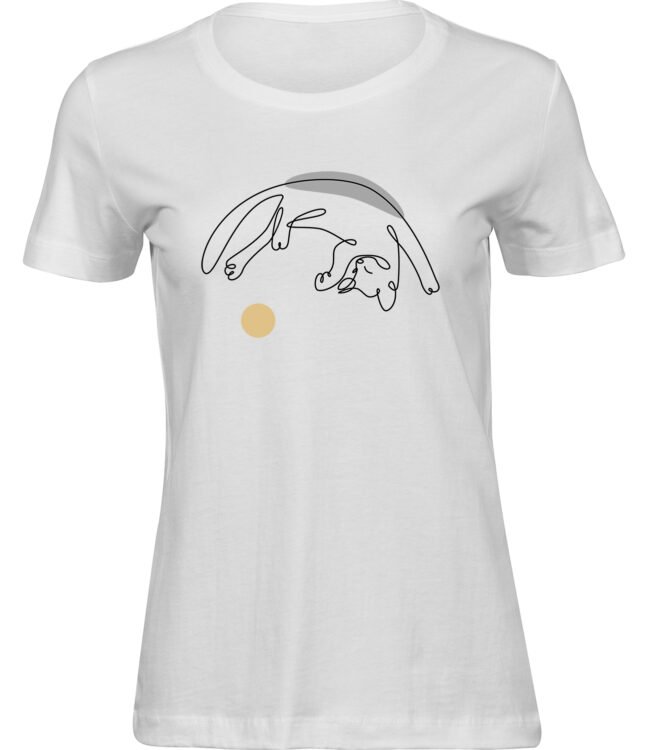 Frauen Weiss T-shirt SPIELENDE KATZE