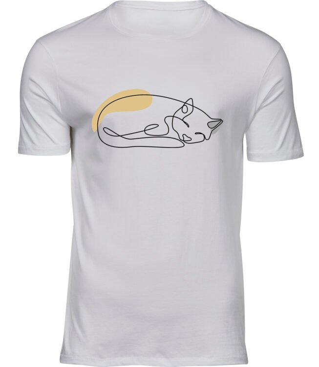 Herren Männer Weiss T-shirt SCHLAFENDE KATZE