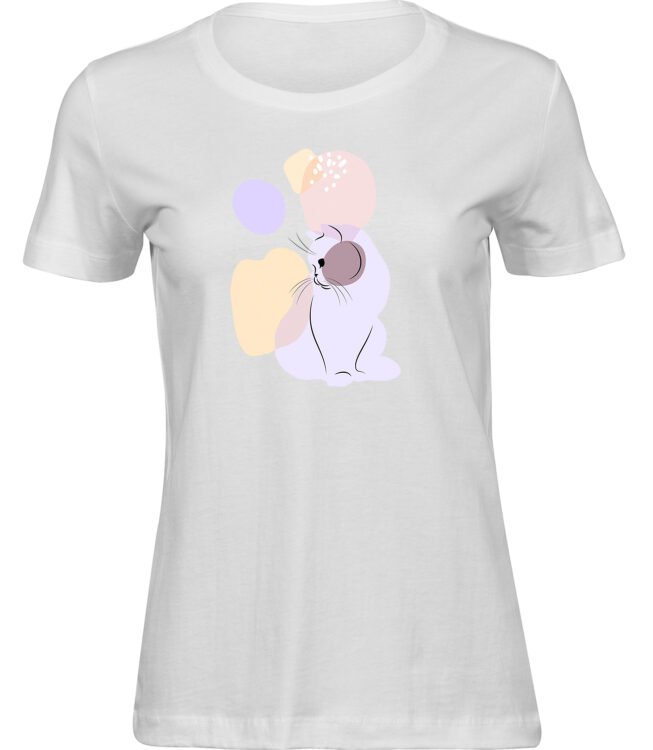 Frauen Weiss T-shirt SANFTE KATZE