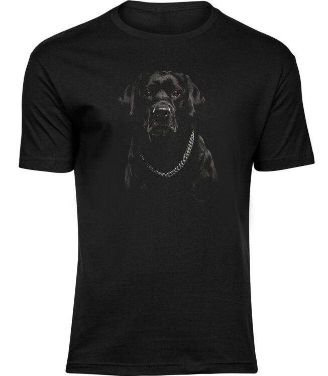 Herren Männer Schwarz T-shirt HUNDEKETTE
