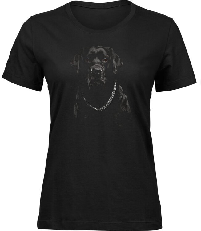 Frauen Schwarz T-shirt HUNDEKETTE