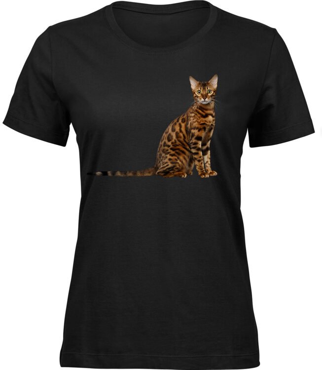 Frauen Schwarz T-shirt BENGALKATZE