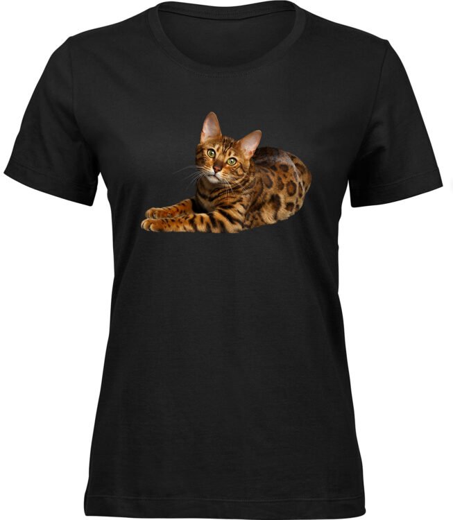 Frauen Schwarz T-shirt SCHÖNE KATZE