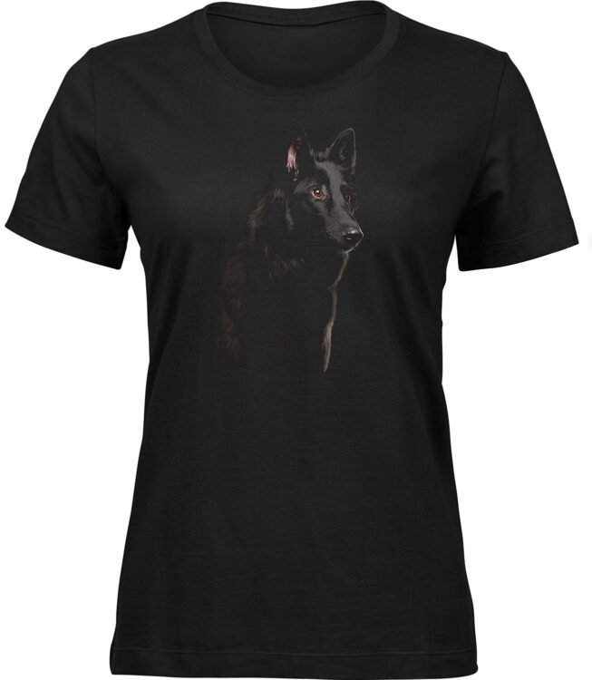 Frauen Schwarz T-shirt HUNDEBLICK