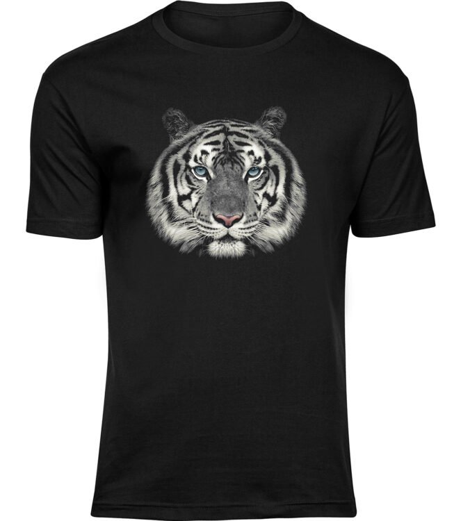 Herren Schwarz Tshirt REALISTISCHER TIGER