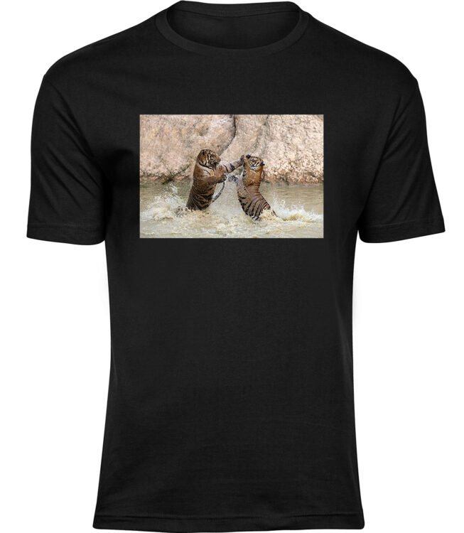Herren Schwarz Tshirt TIGERKAMPF