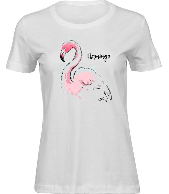 Frauen Weiss T-shirt AQUARELL FLAMINGO