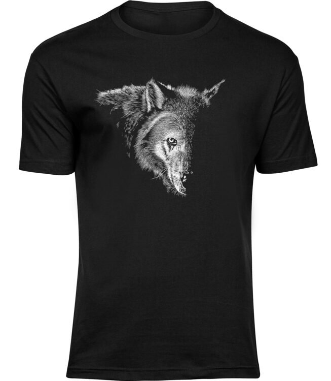 Herren Männer Schwarz T-shirt WOLFSGESICHT