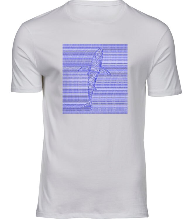 Herren Männer Weiss T-shirt HAIFISCHE LINIEN