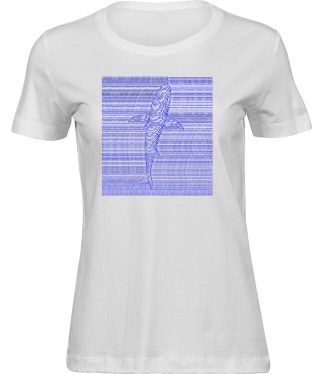 Frauen Weiss T-shirt HAIFISCHE LINIEN