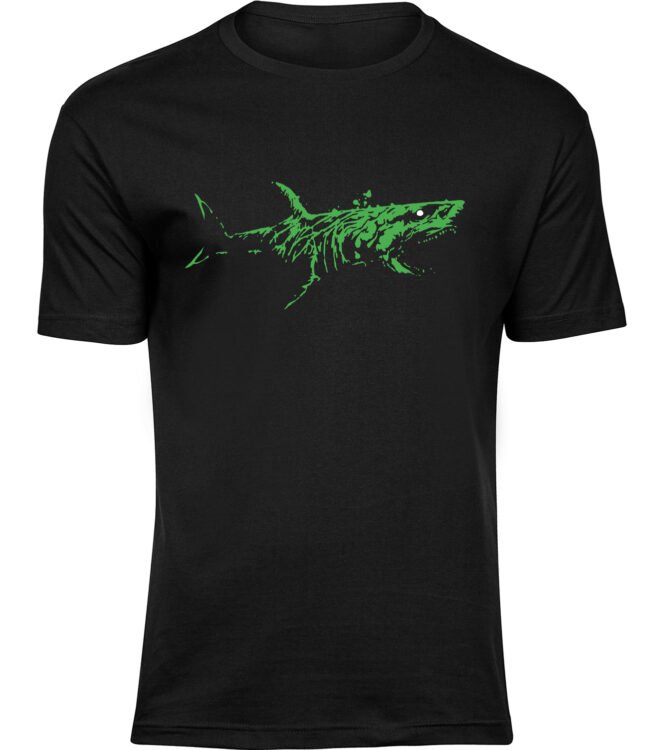 Herren Männer Schwarz T-shirt HORROR-HAI