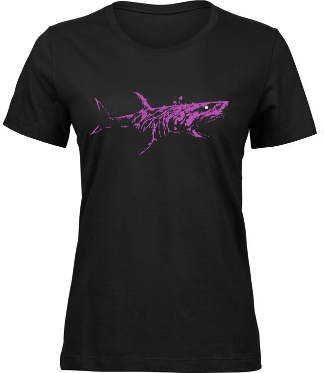 Frauen Schwarz T-shirt HORROR-HAI