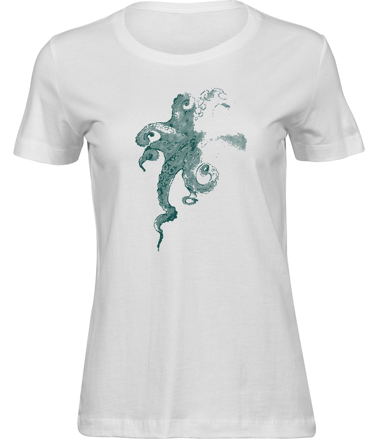 K-119 ww Frauen Weiss T-shirt KRAKE-OKTOPUS