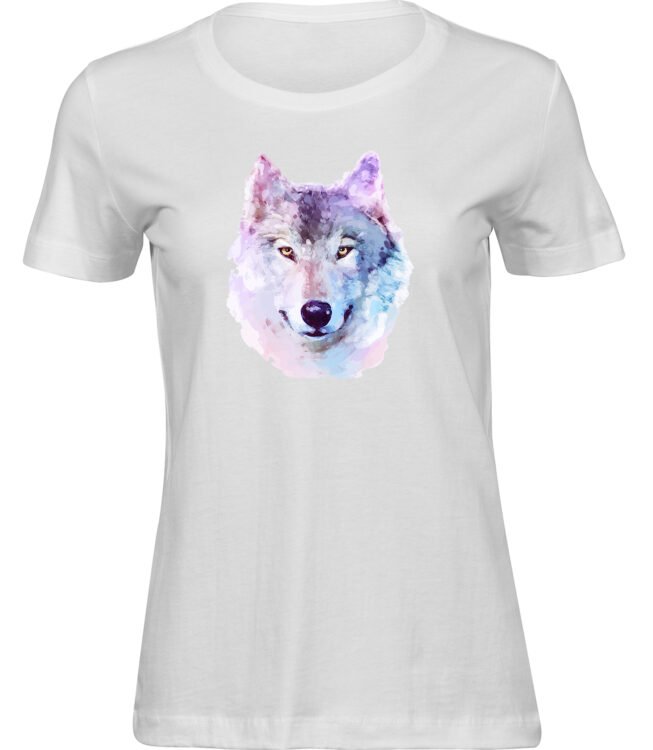 Frauen Weiss T-shirt AQUARELL WOLF