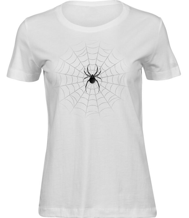 Frauen Weiss T-shirt SPINNE IM NETZ