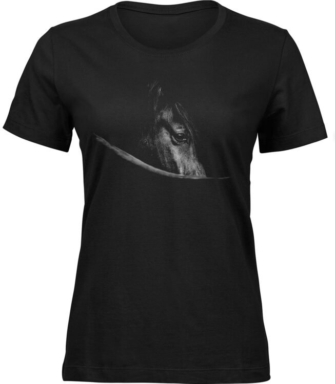 Frauen Schwarz T-shirt PFERDES BLICK