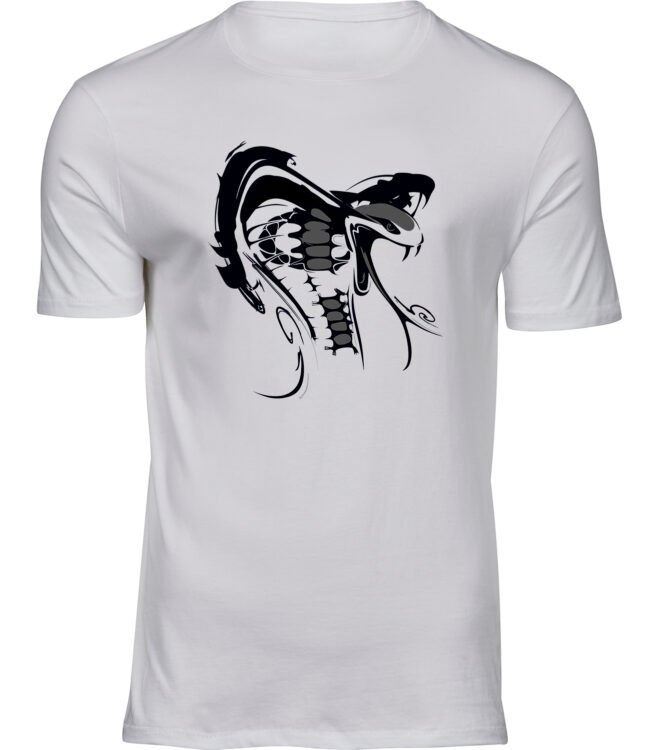 Herren Männer Weiss T-shirt KOBRA-ZEICHNUNG