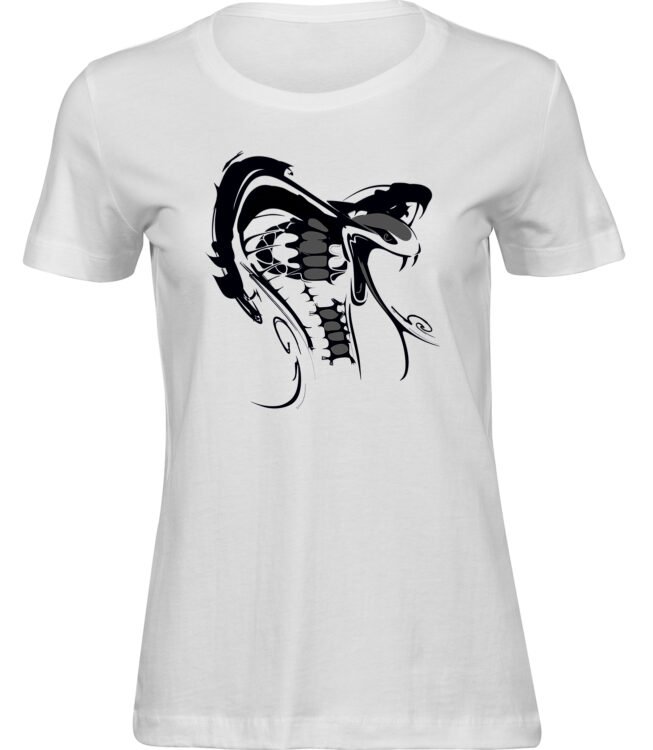 Frauen Weiss T-shirt KOBRA-ZEICHNUNG