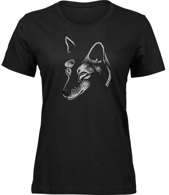 Frauen Schwarz T-shirt PERLENWOLF