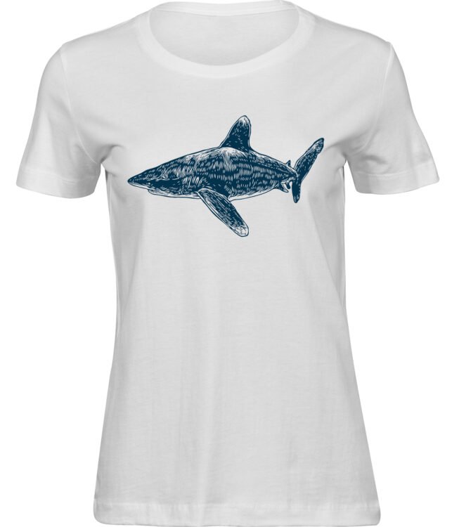Frauen Weiss T-shirt GROSSER HAI
