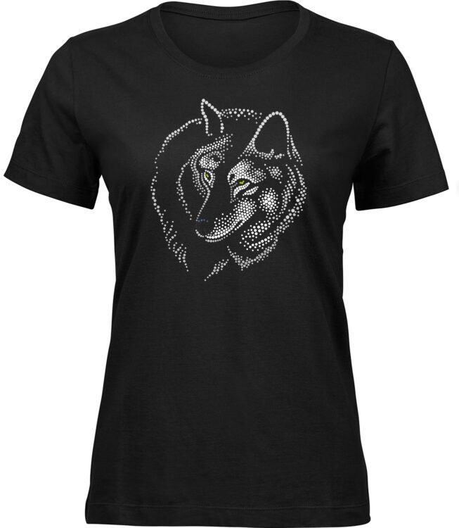 Frauen Schwarz T-shirt WOLFS PELZ