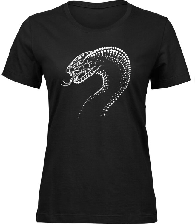 Frauen Schwarz T-shirt PERLENKOBRA