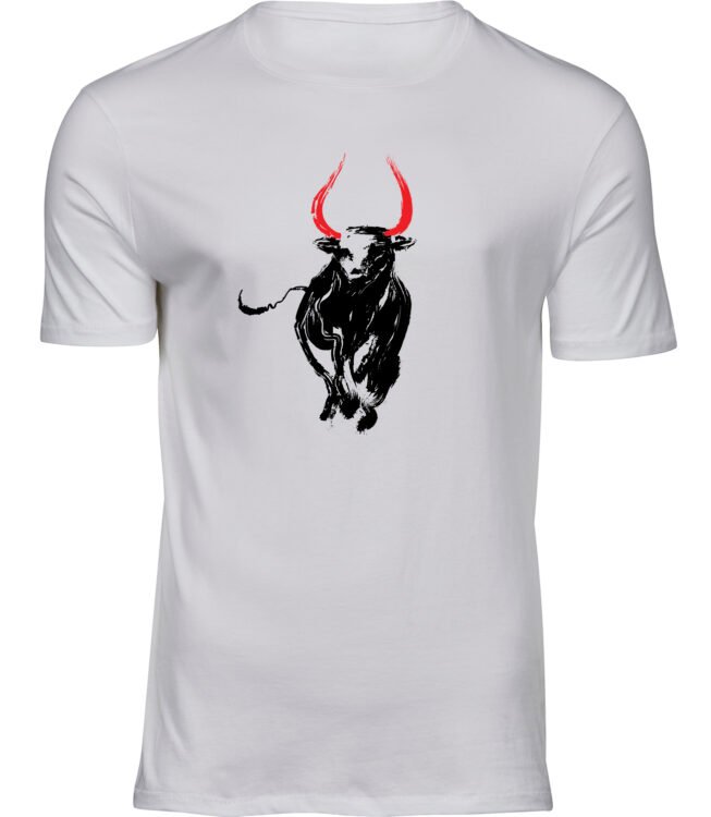 Herren Männer Weiss T-shirt STIERHÖRNER