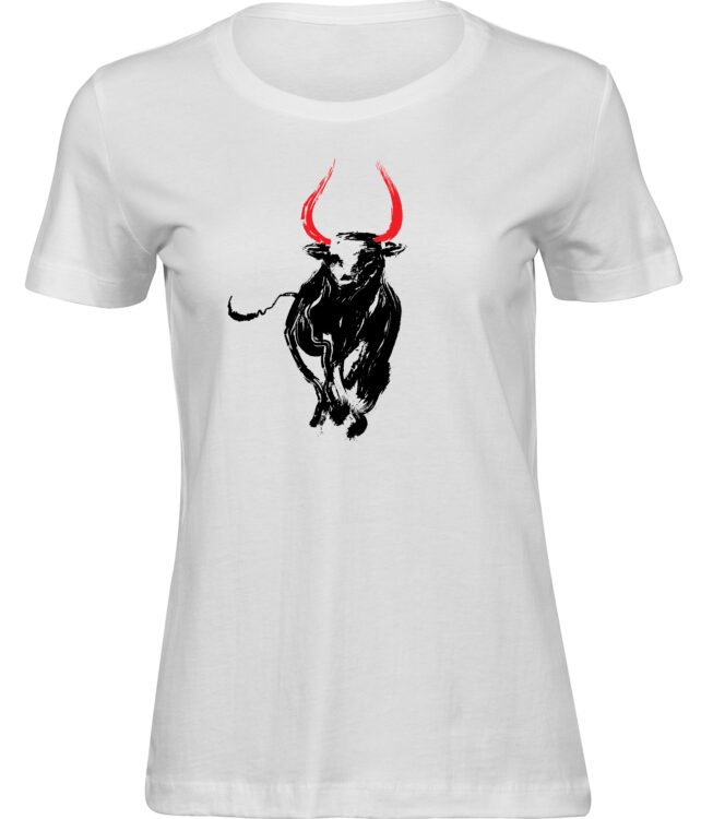 Frauen Weiss T-shirt STIERHÖRNER