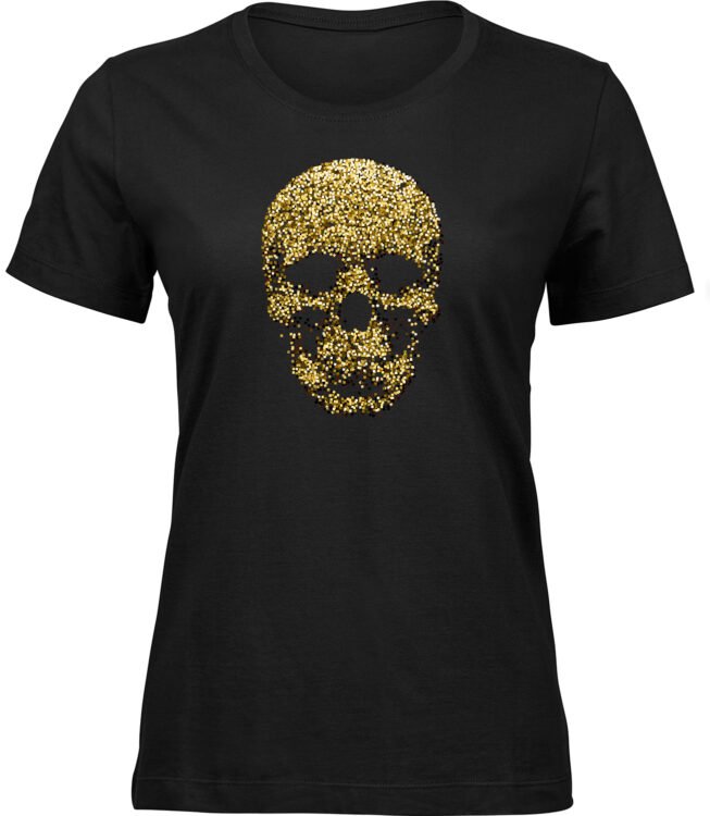 Frauen Schwarz Tshirt KONFETTI SCHÄDEL