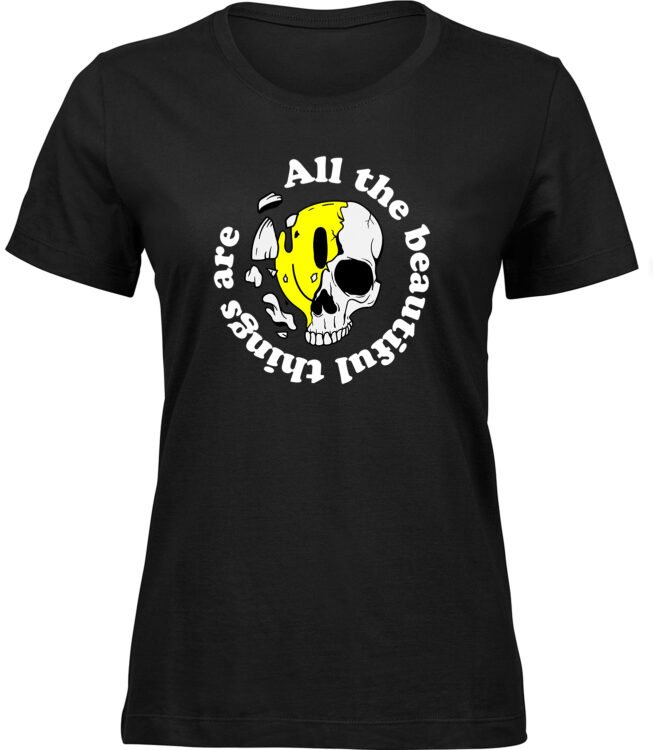 Frauen Schwarz Tshirt IM SCHÄDEL