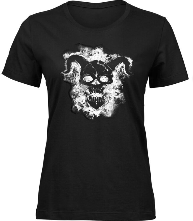 Frauen Schwarz Tshirt TEUFELS SCHÄDEL